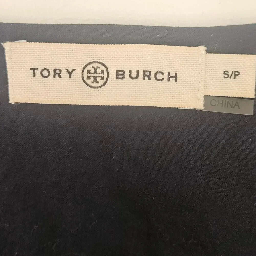 Tory Burch Embroidered Cotton Caftan‎ Size Small Navy Blue NEW Without Tag
